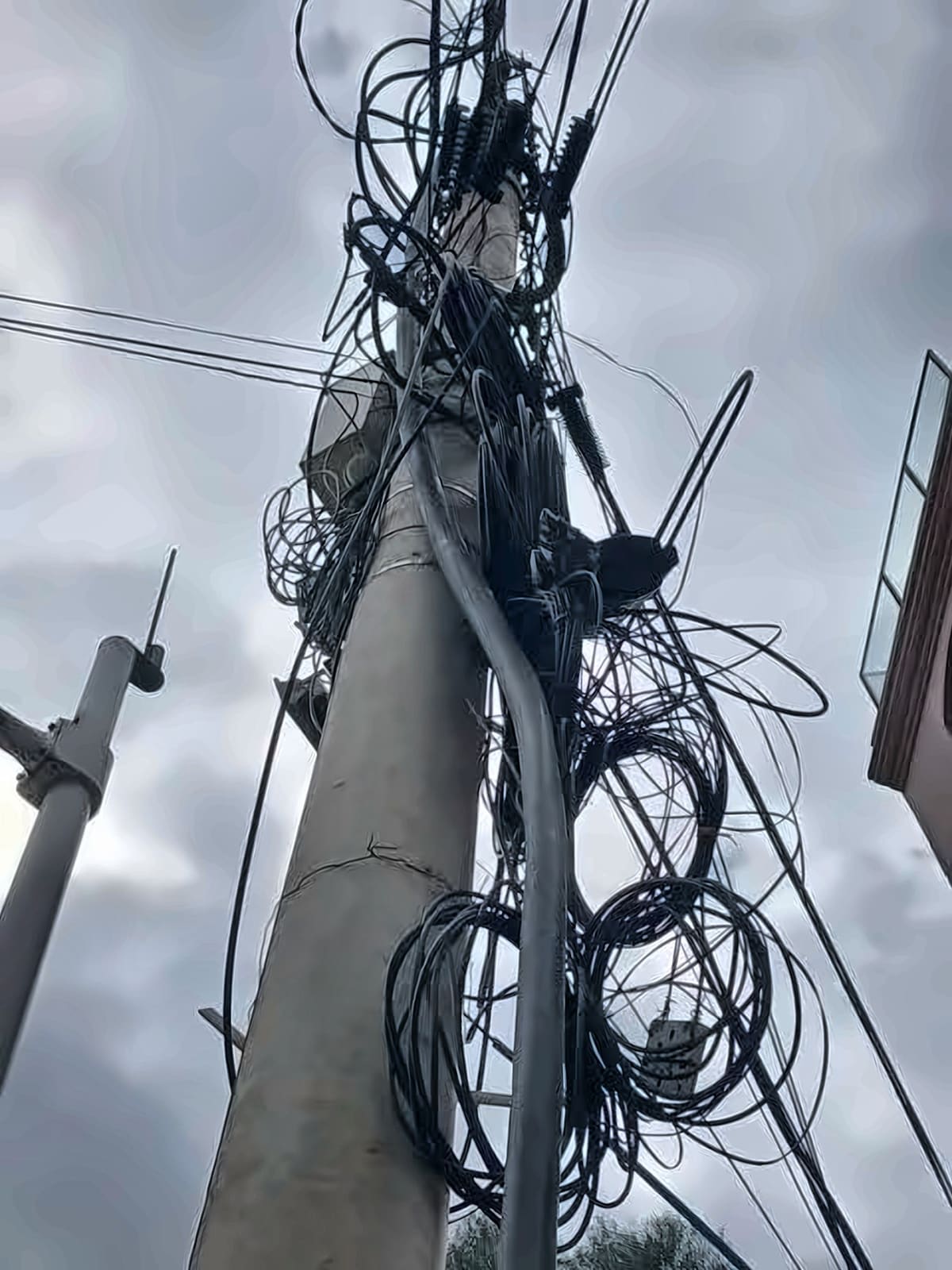 Aerial fibre on a pole